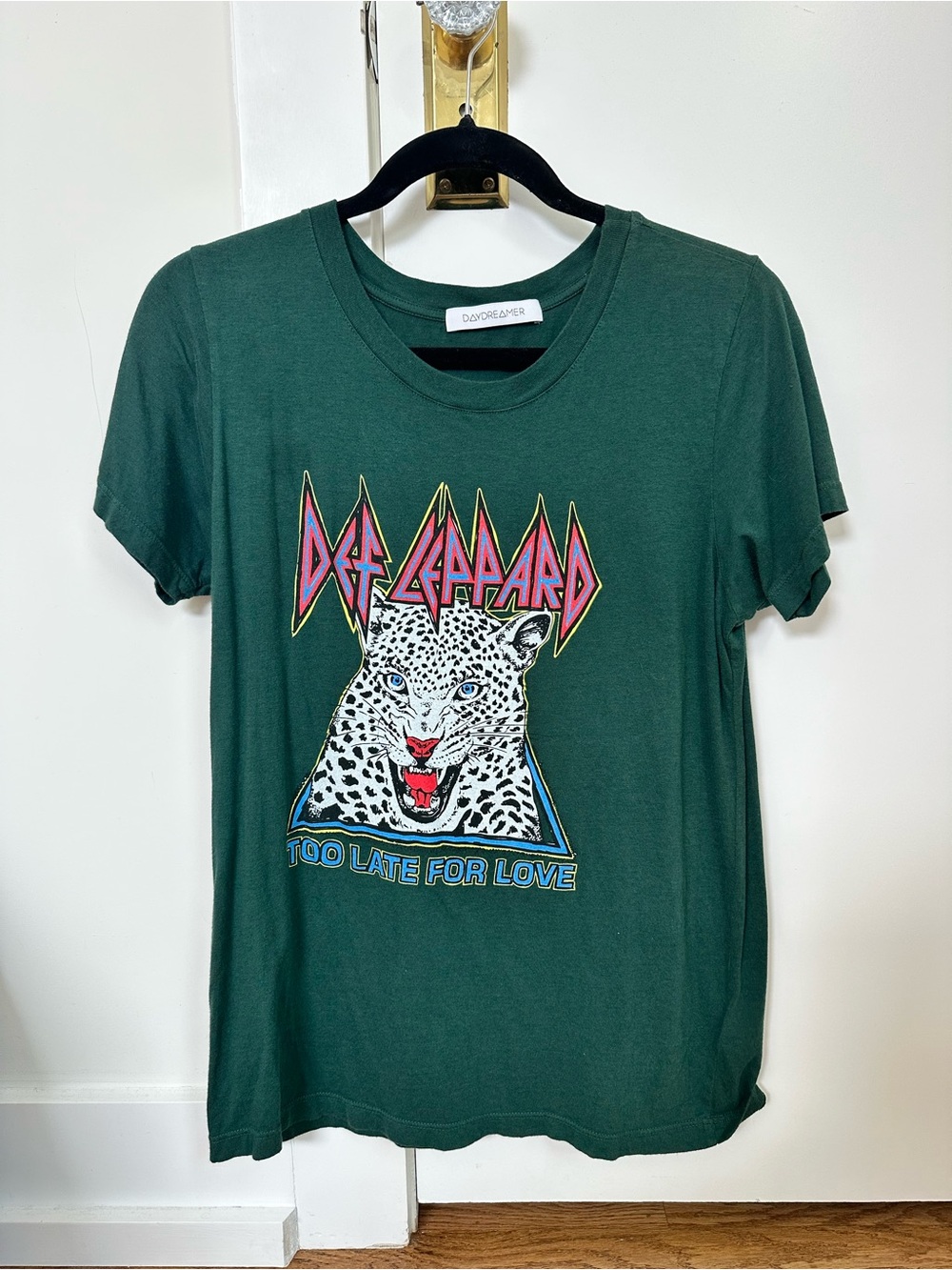 Daydreamer Dark Green Def Leppard Leopard Graphic Tee